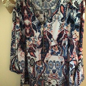 By Design quarter zip multicolored blouse